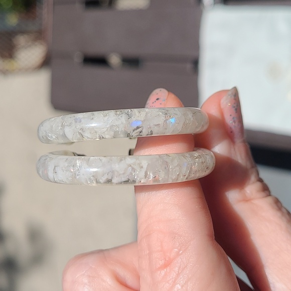 Kendra Scott Sonnie hoops sparkle moon st silver over rhodium with dust bag EUC - Picture 5 of 11